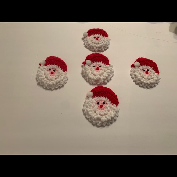 Christmas Santa Face Five Vintage New Ornament Handmade Crochet - Picture 5 of 9